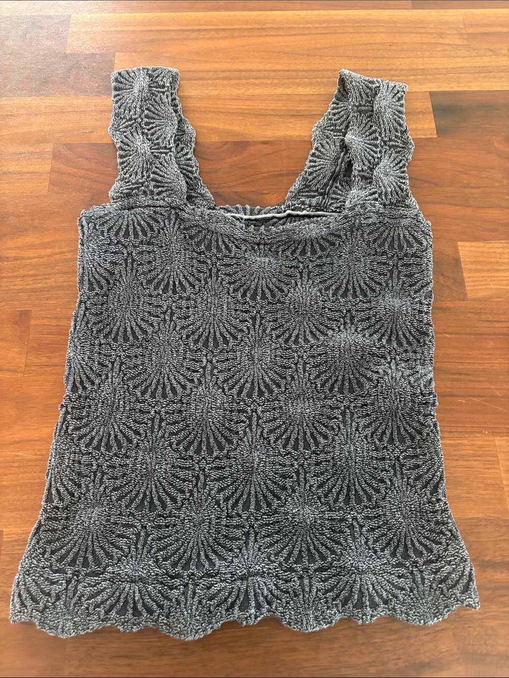 Free People Black Love Letter Floral Knit Camisole